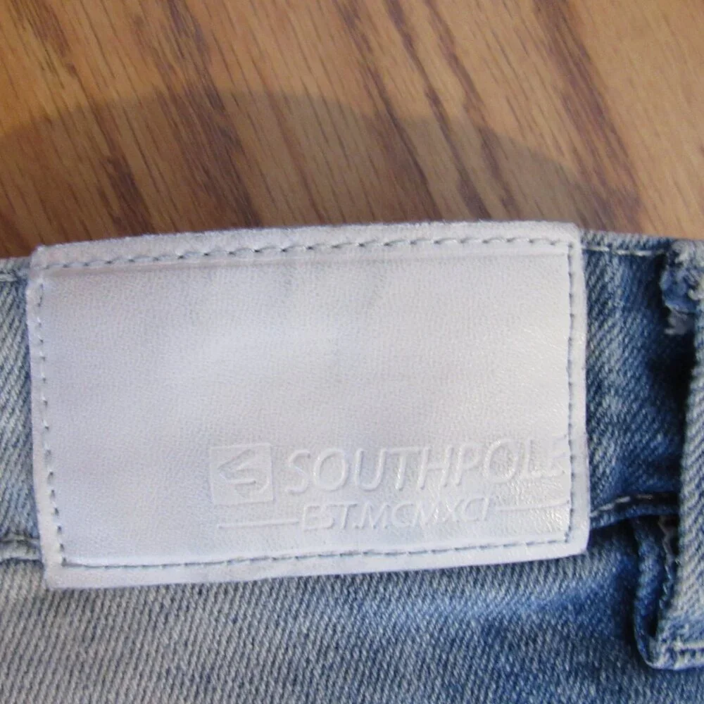 Southpolo Skinny Distressed Moto Biker Acid Wash Denim Jeans 32x32‎